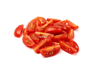 Long Plum Tomato Group Isolated, Fresh Small Cherry Tomatoes
