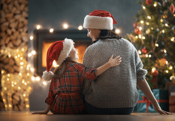 family celebrating Christmas