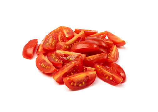 Long Plum Tomato Group Isolated, Fresh Small Cherry Tomatoes