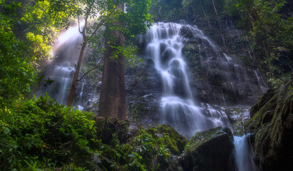 beautiful Khao Takrup Waterfall in Khao Ang Rue Nai wildlife Sanctuary, sa kaeo province thailand.