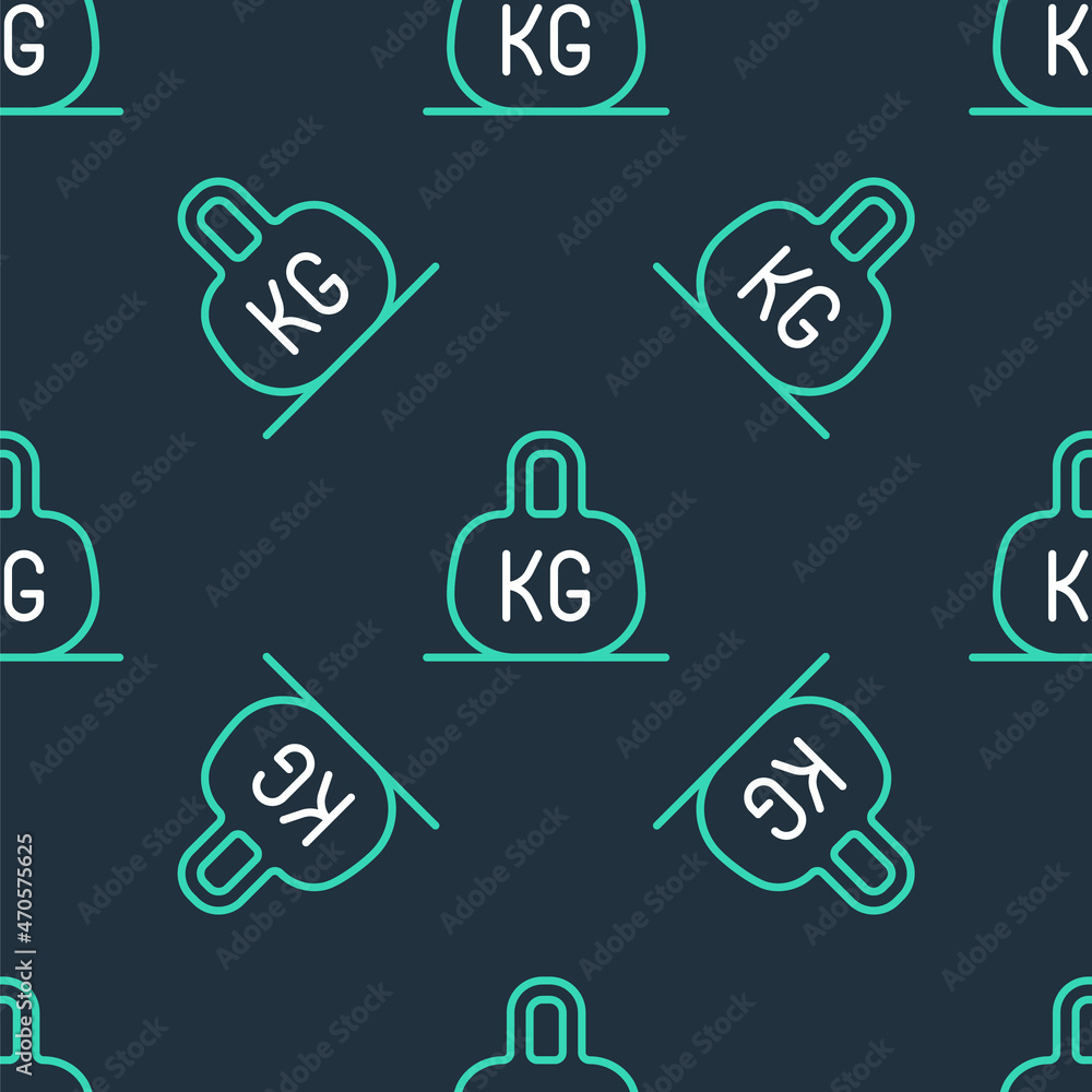 Poster line weight icon isolated seamless pattern on black background. kilogram weight block for weight lif