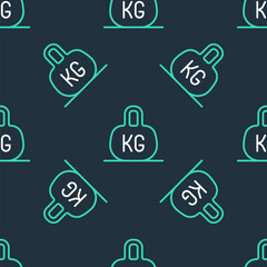 Line Weight icon isolated seamless pattern on black background. Kilogram weight block for weight lifting and scale. Mass symbol. Vector