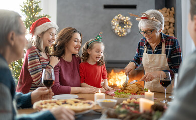 family celebrating Christmas