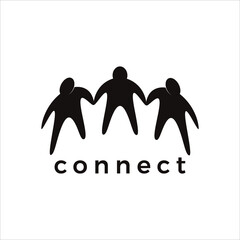 Connect Logo Design Template. Pepople Connected Illustration.