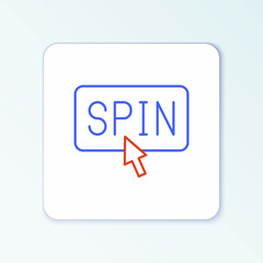 Line Fortune lottery win composition with lucky winner holding prize ticket icon isolated on white background. Colorful outline concept. Vector