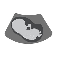 Simple illustration of ultra sound unborn baby on white background