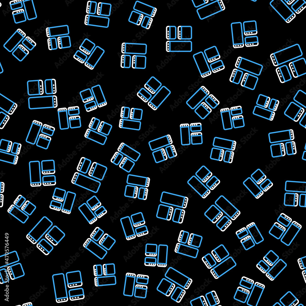 Poster line browser window icon isolated seamless pattern on black background. vector