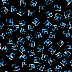 Line Browser window icon isolated seamless pattern on black background. Vector