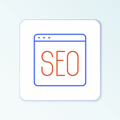 Line SEO optimization icon isolated on white background. Colorful outline concept. Vector
