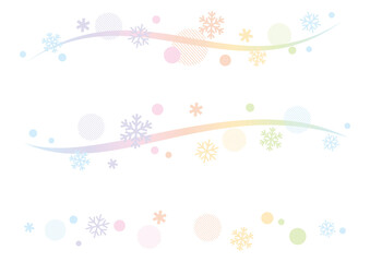 雪の結晶と曲線のデザインパーツセット