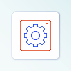 Line Setting icon isolated on white background. Tools, service, cog, gear, cogwheel sign. Colorful outline concept. Vector