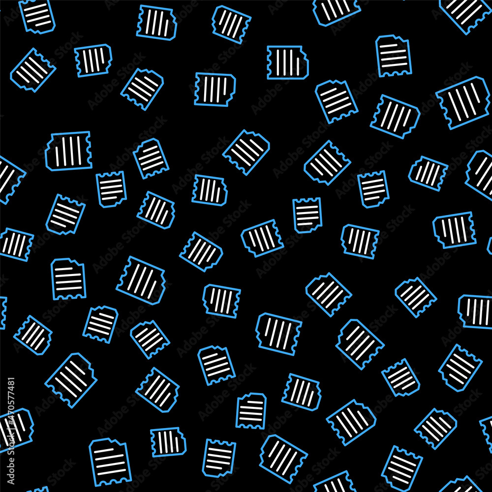 Poster line notebook icon isolated seamless pattern on black background. spiral notepad icon. school notebo