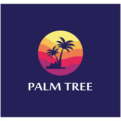 Palm tree summer logo template