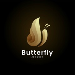 Vector Logo Illustration Butterfly Gradient Colorful Style.