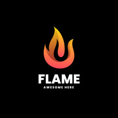Vector Logo Illustration Flame Gradient Colorful Style.