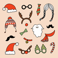 Colorful set of different Christmas masks © Ponyta_art