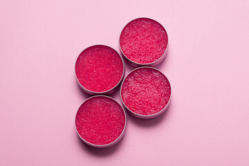 Set of sugar lip scrubs in metal case