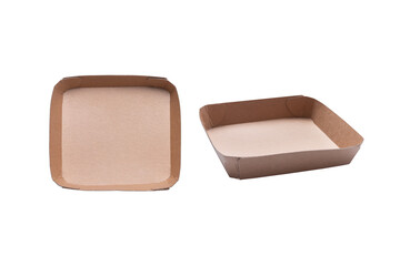 Set of two disposable carton food tray, isolated