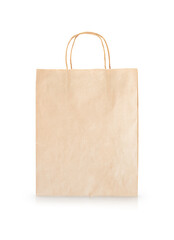 Ecological paper shopping bag isolated on white background