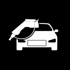Electric plug car icon isolated on dark background