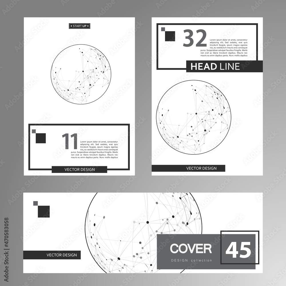 Aufkleber Connect circle polygonal element on cover brochure. Sphere with connected lines and dots. Vector technology background