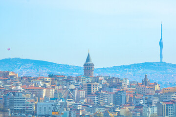 Galata Tower. Istanbul background photo. Galata Tower and Beyoglu District