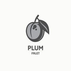 Illustration of a plum in a flat style. Isolated image on a light background. Vector icon.
