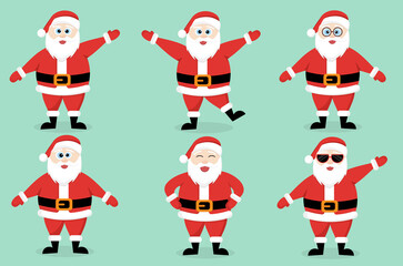 Collection of Santa Claus in various poses.