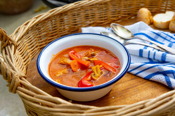 Kettle goulash is prepared over an open fire!