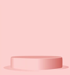pink background with 3d circle podium for product view. vector illustration