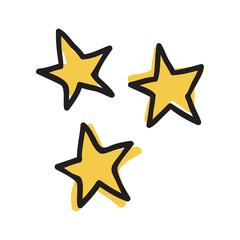 Cartoon gold stars, doodle vector illustration