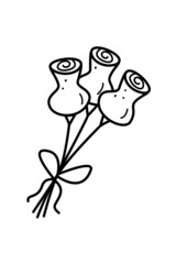 Bouquet of roses, doodle flowers vector illustration on white.