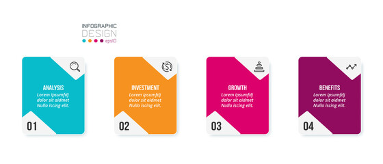 Business infographic  template with step or option design.