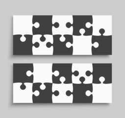 Vector two objects made pieces puzzle, jigsaw