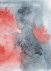 Large size watercolor background for invitations, banners, posters. The background is painted in turquoise, blue, yellow, indigo, purple and red colors. 