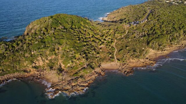 Wave Lookout And FV Dianne Memorial Park In The Town Of 1770 In Gladstone Region, Queensland, Australia. aerial