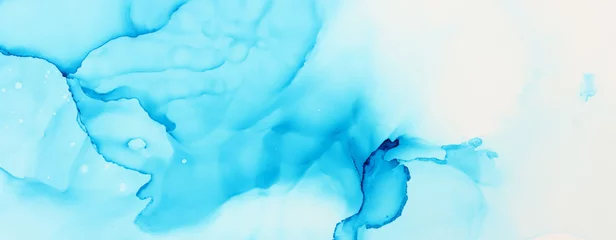 Küchenrückwand Plexiglas Kristalle Kunstfotografie von abstrakter flüssiger Malerei mit Alkoholtinte, blaue Farbe