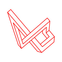 Impossible shapes. Sacred geometry. Optical illusion figures. Abstract eternal geometric objects. Optical art. Impossible geometry shape on a white background. Line art. Escher paradox.