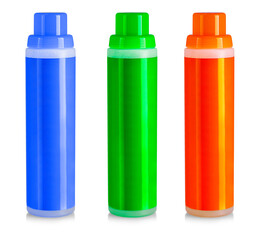 Colored metal bottle with home chemistry closed lid