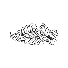 Italian pasta food or twisted macaroni gemelli, vector illustration isolated.