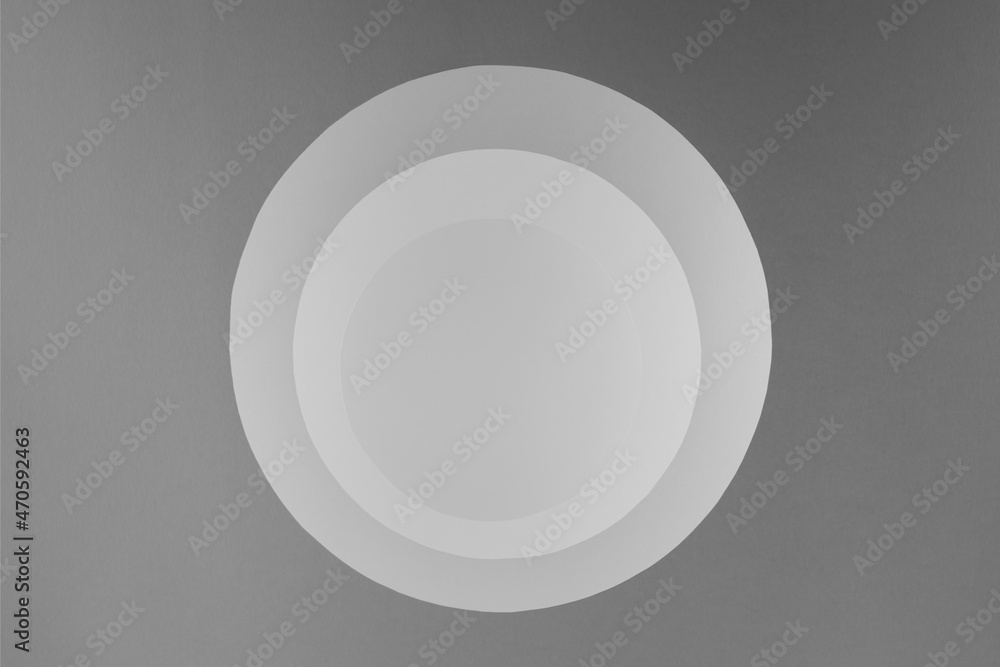 Poster abstract white and gray contrast background with round frames as entry or channel with perspective, 