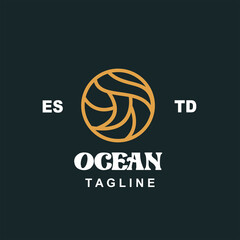 ocean mandala minimalist line art logo for spa brand and company