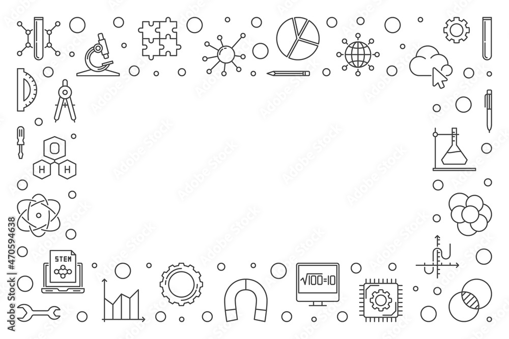 Poster stem four fields vector outline minimal horizontal frame