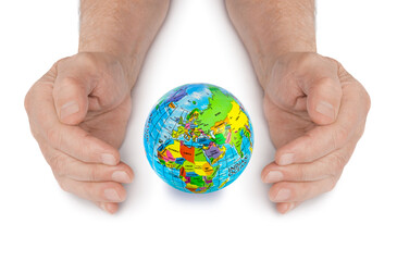 Hands and globe