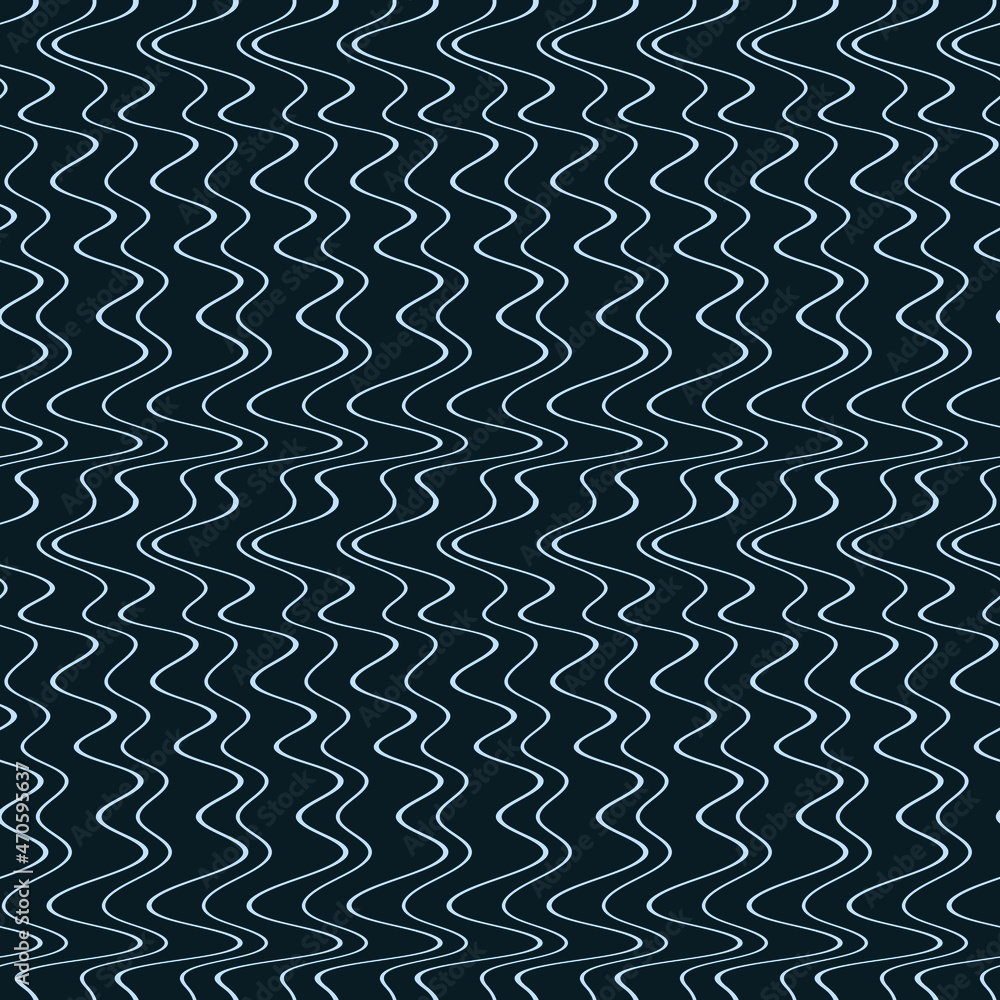 Poster abstract seamless pattern background with blue waves. black curve lines. wavy illustration.
