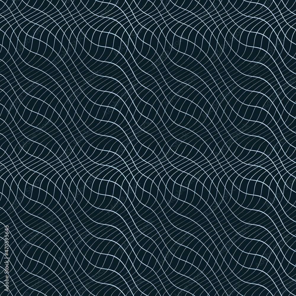 Poster abstract seamless pattern background with blue waves. black curve lines. wavy illustration.