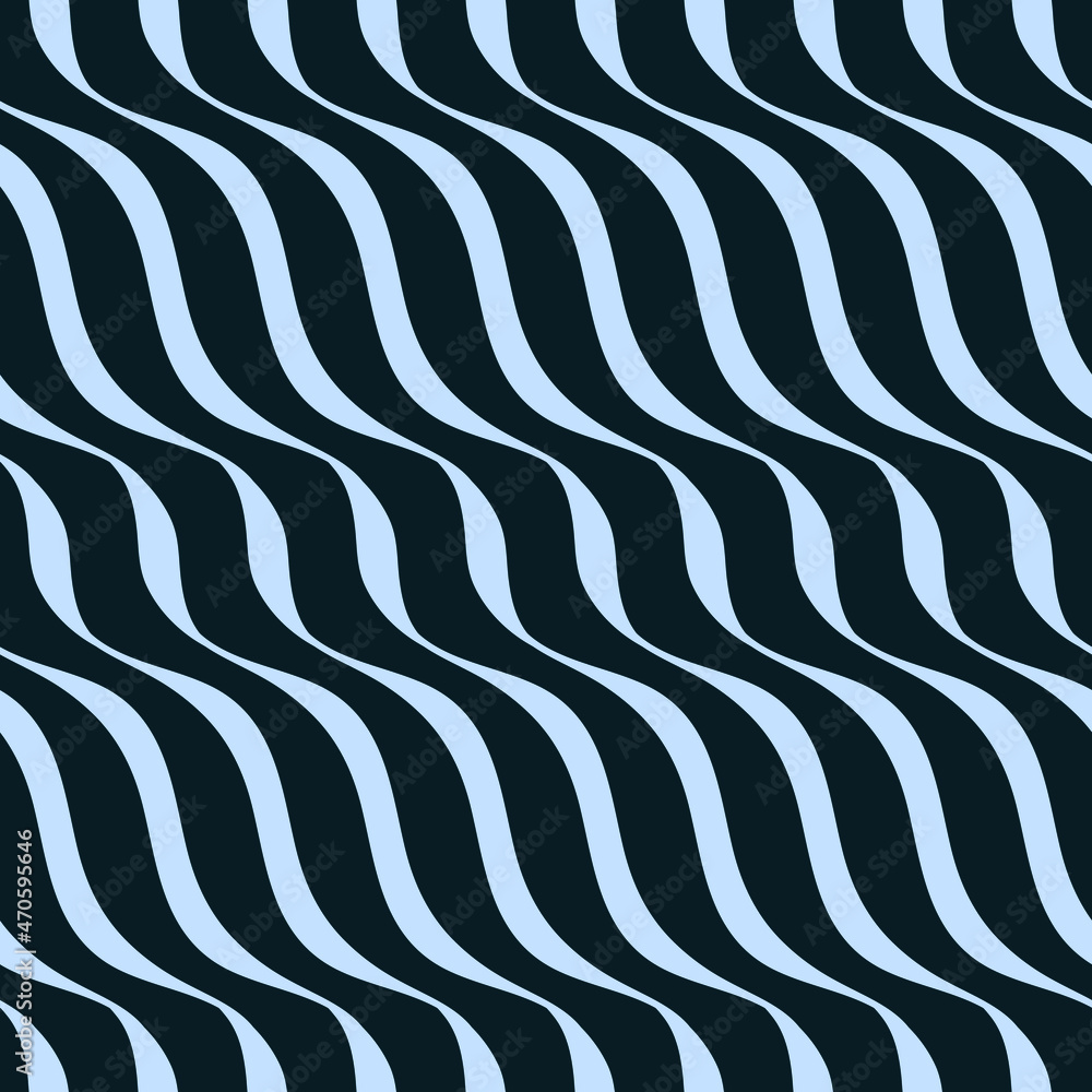 Poster abstract seamless pattern background with blue waves. black curve lines. wavy illustration.