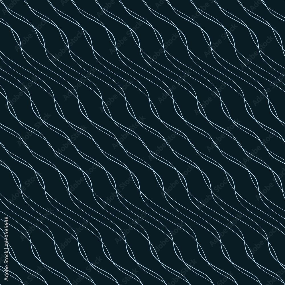 Poster abstract seamless pattern background with blue waves. black curve lines. wavy illustration.