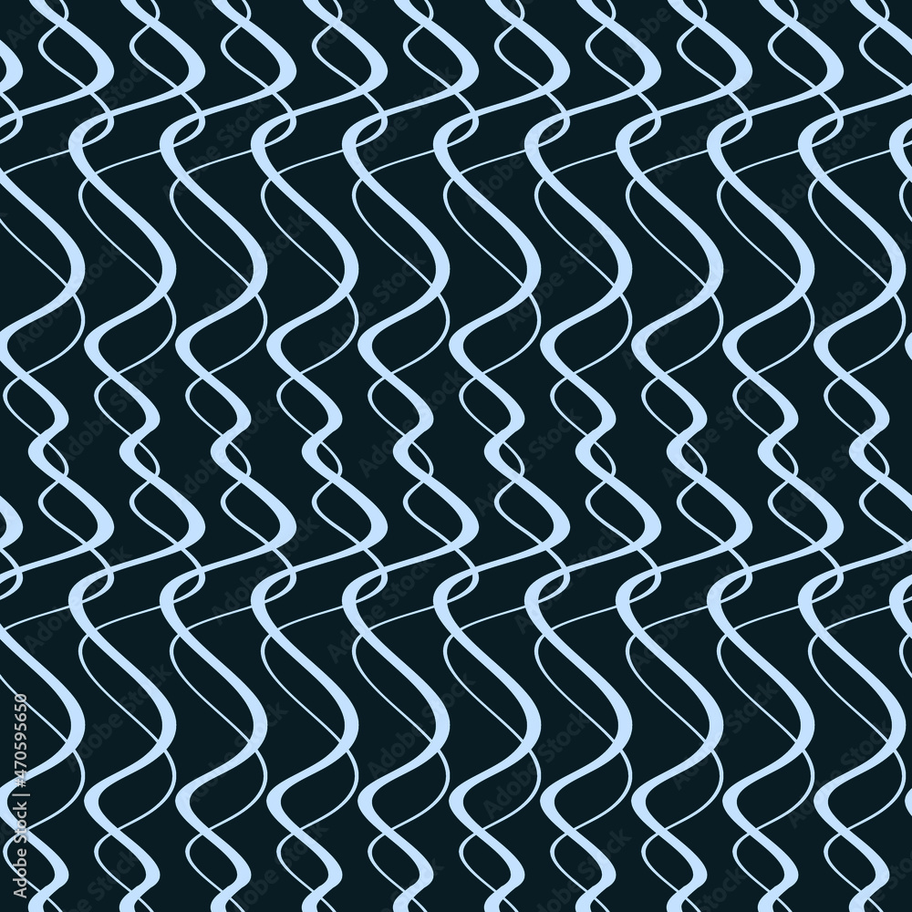 Poster abstract seamless pattern background with blue waves. black curve lines. wavy illustration.