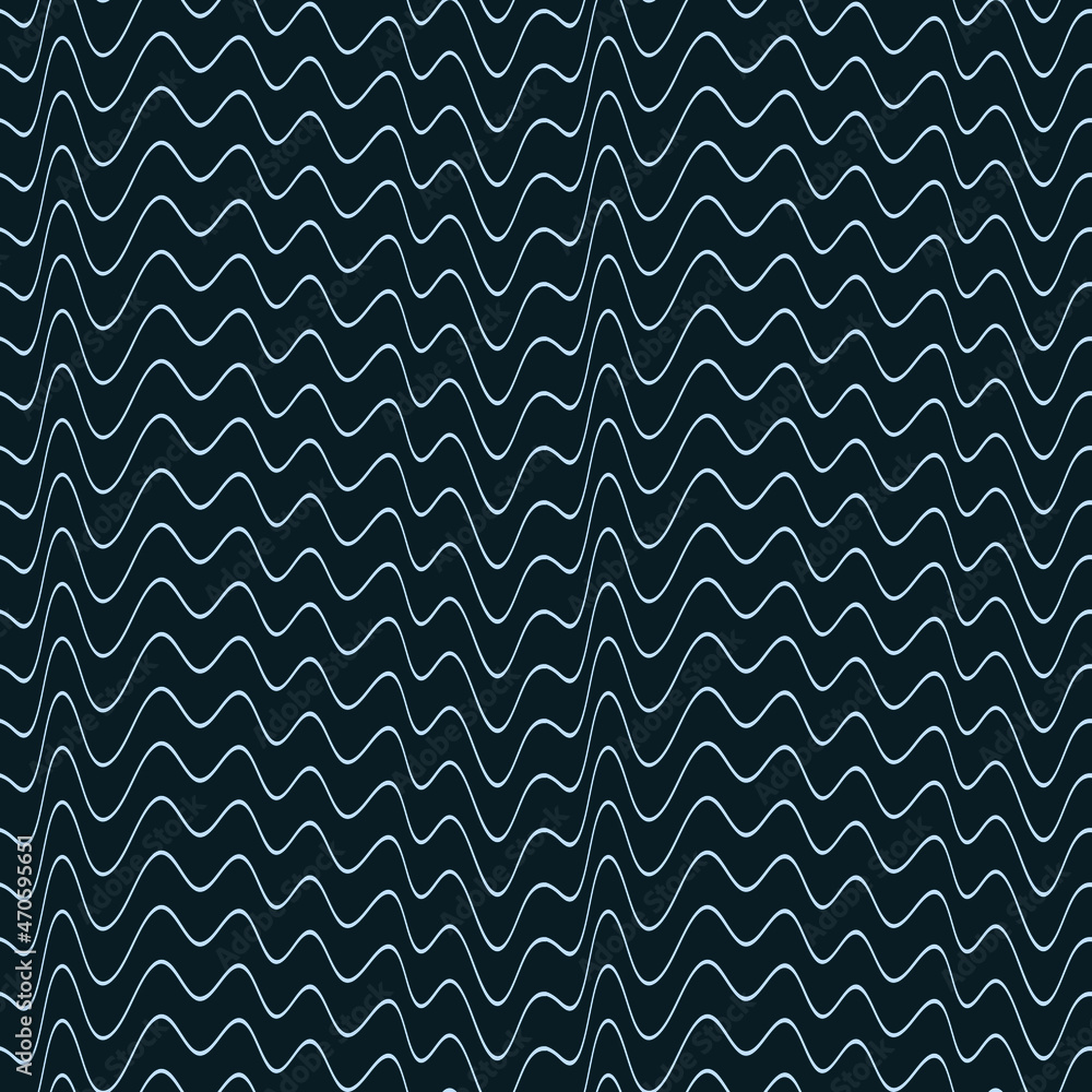 Poster abstract seamless pattern background with blue waves. black curve lines. wavy illustration.